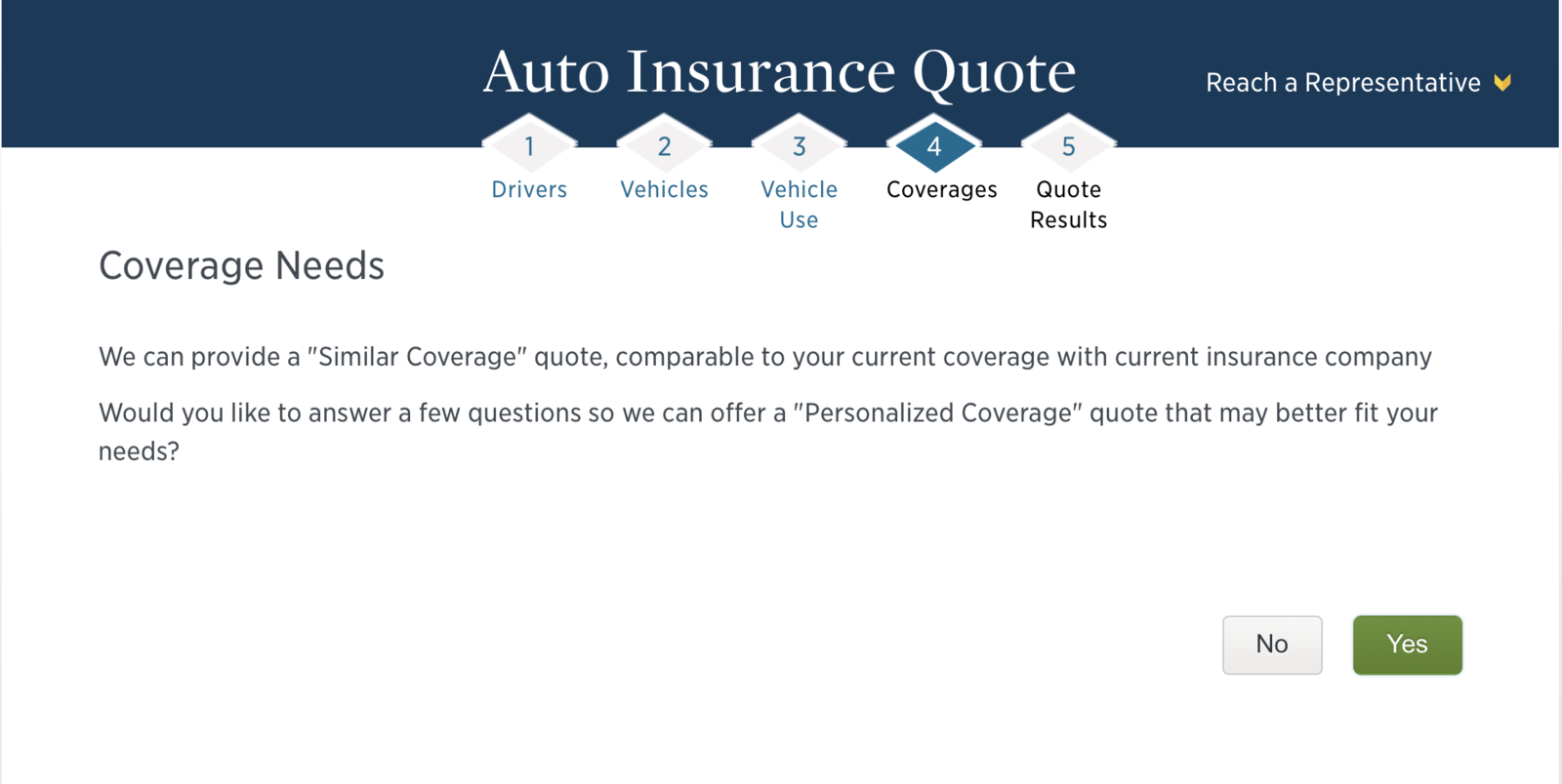 Coverage needs for getting usaa quote