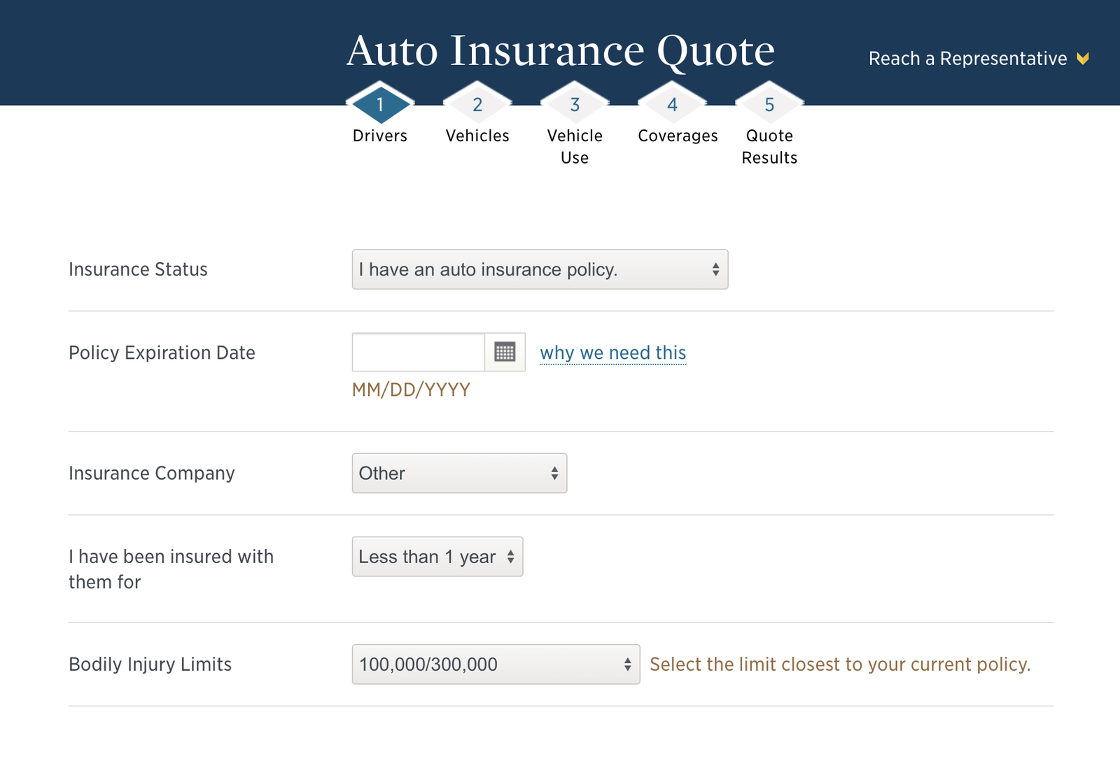 Steps for getting a USAA quote