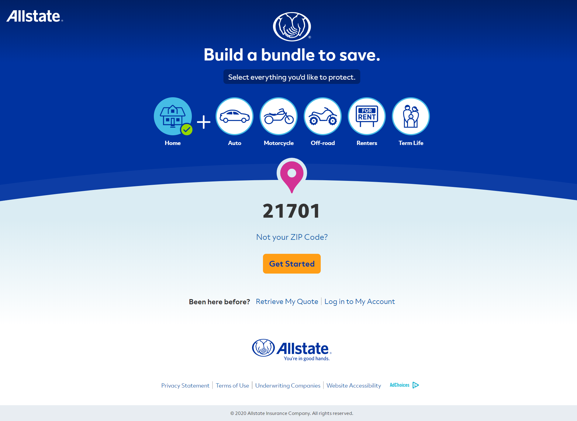 Allstate Home Insurance Getting Started Online Quote Visual