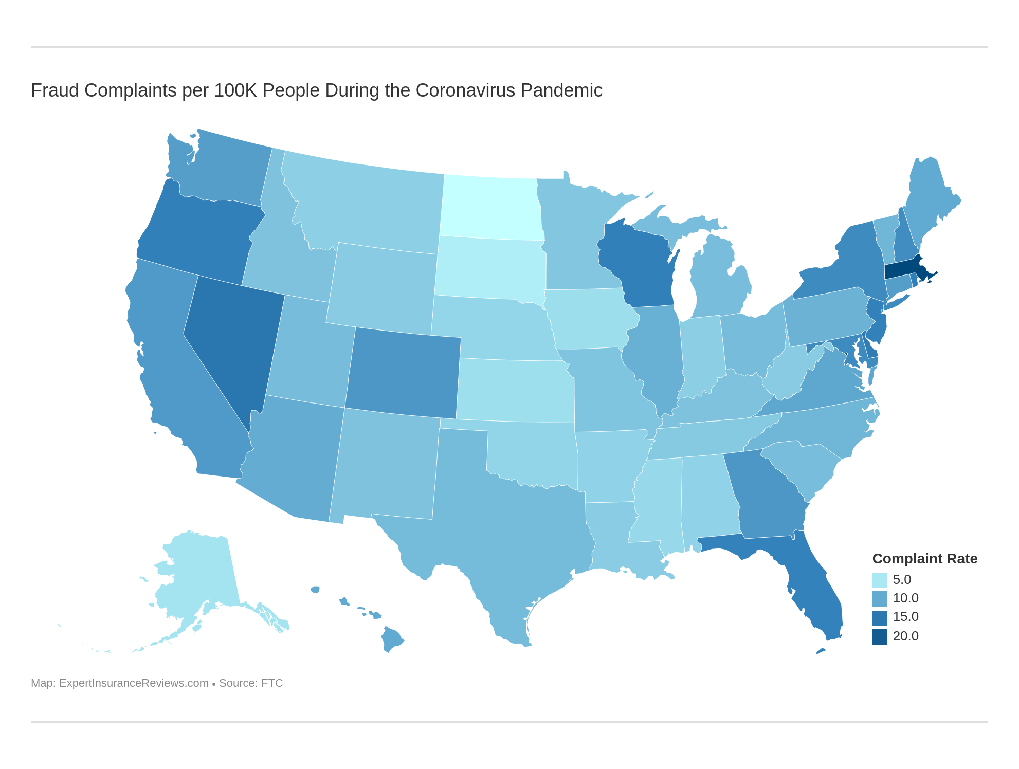 Fraud Complaints per 100K People During the Coronavirus Pandemic