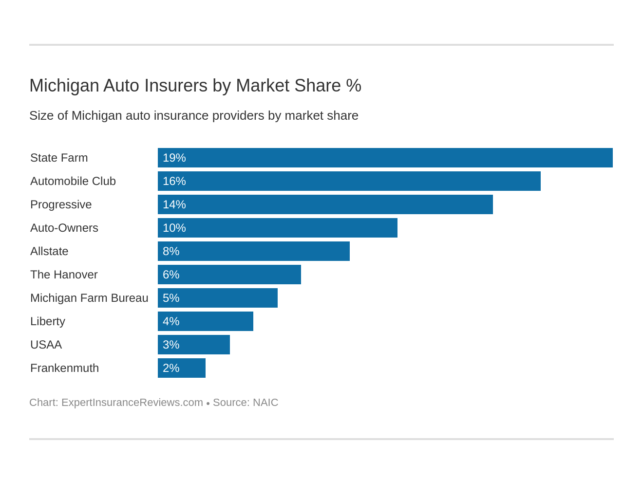 Michigan Auto Insurers by Market Share %