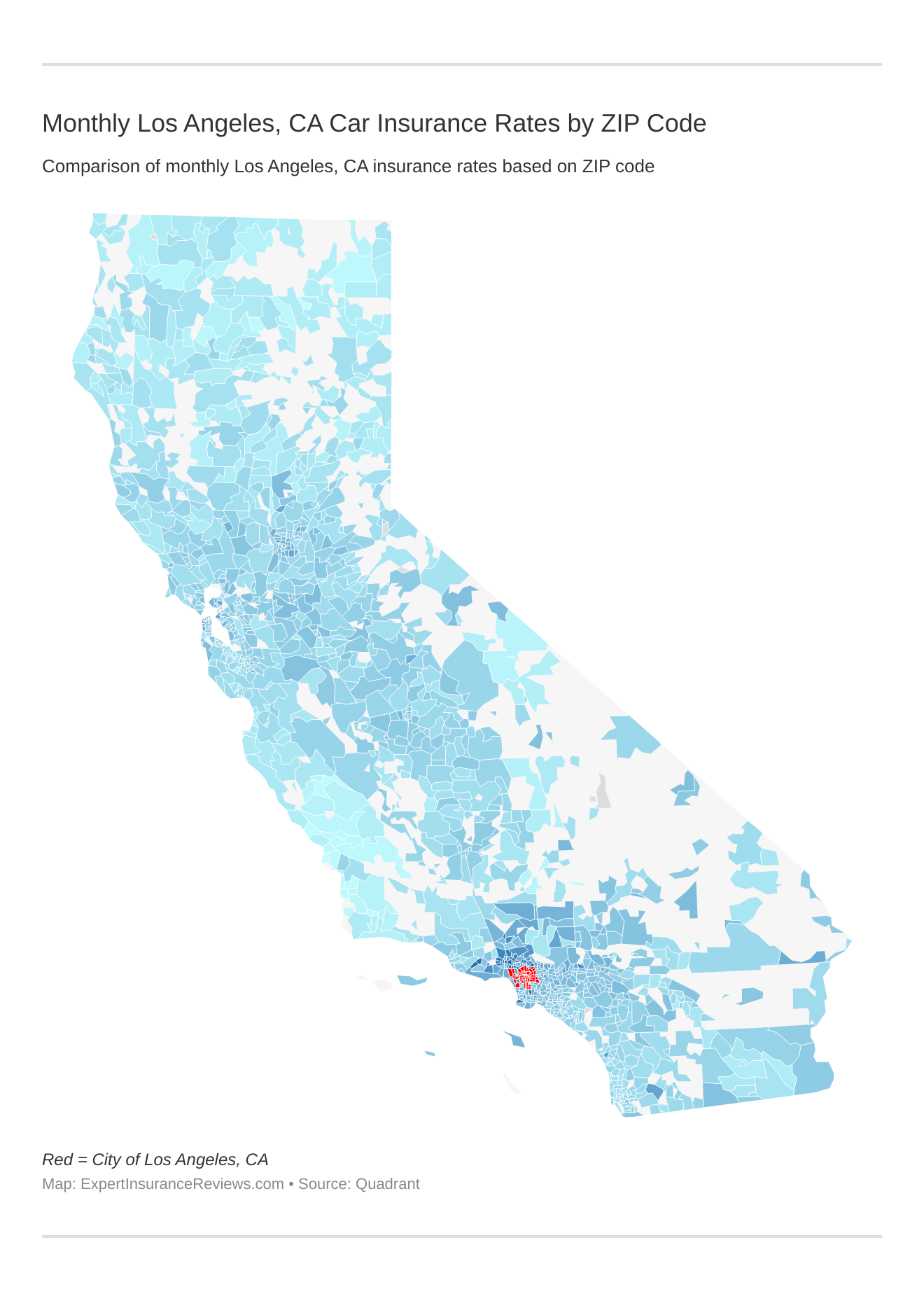 Monthly Los Angeles, CA Car Insurance Rates by ZIP Code