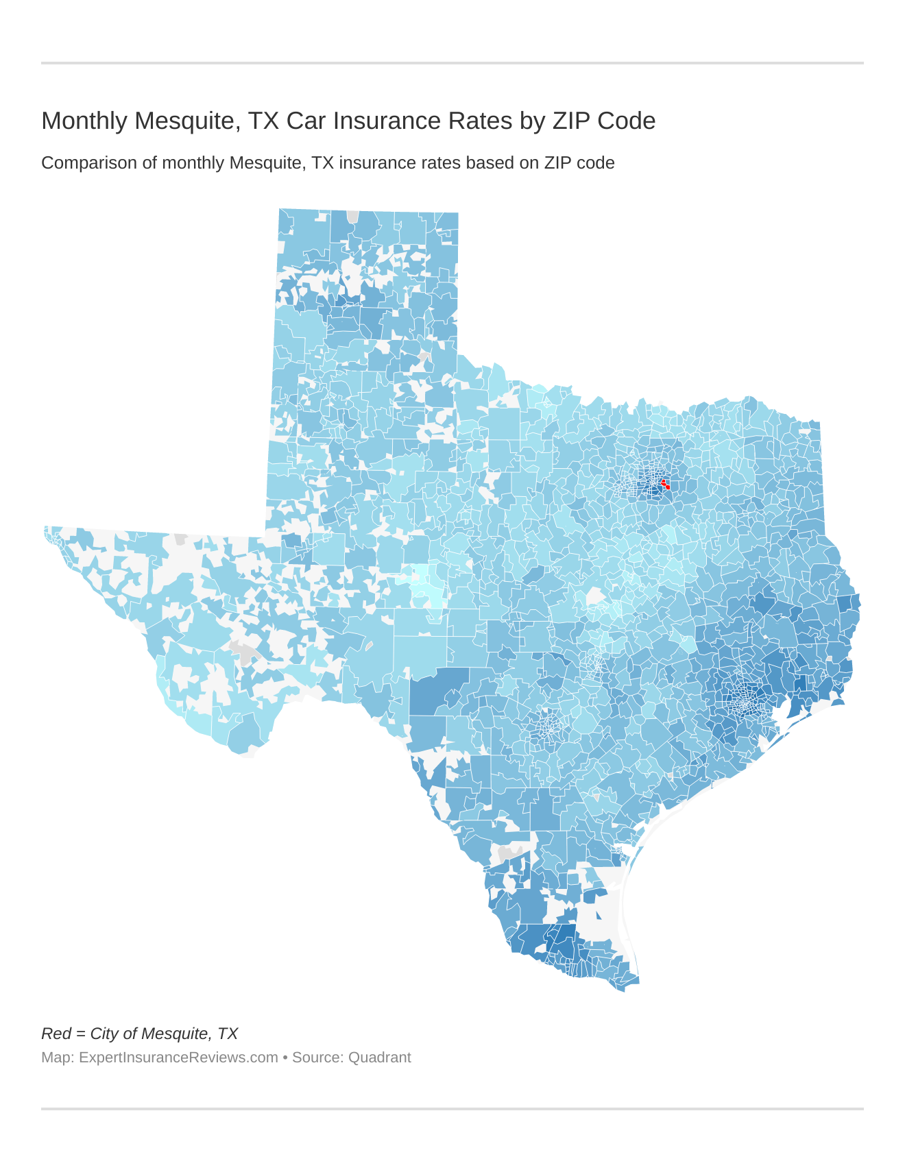 Monthly Mesquite, TX Car Insurance Rates by ZIP Code