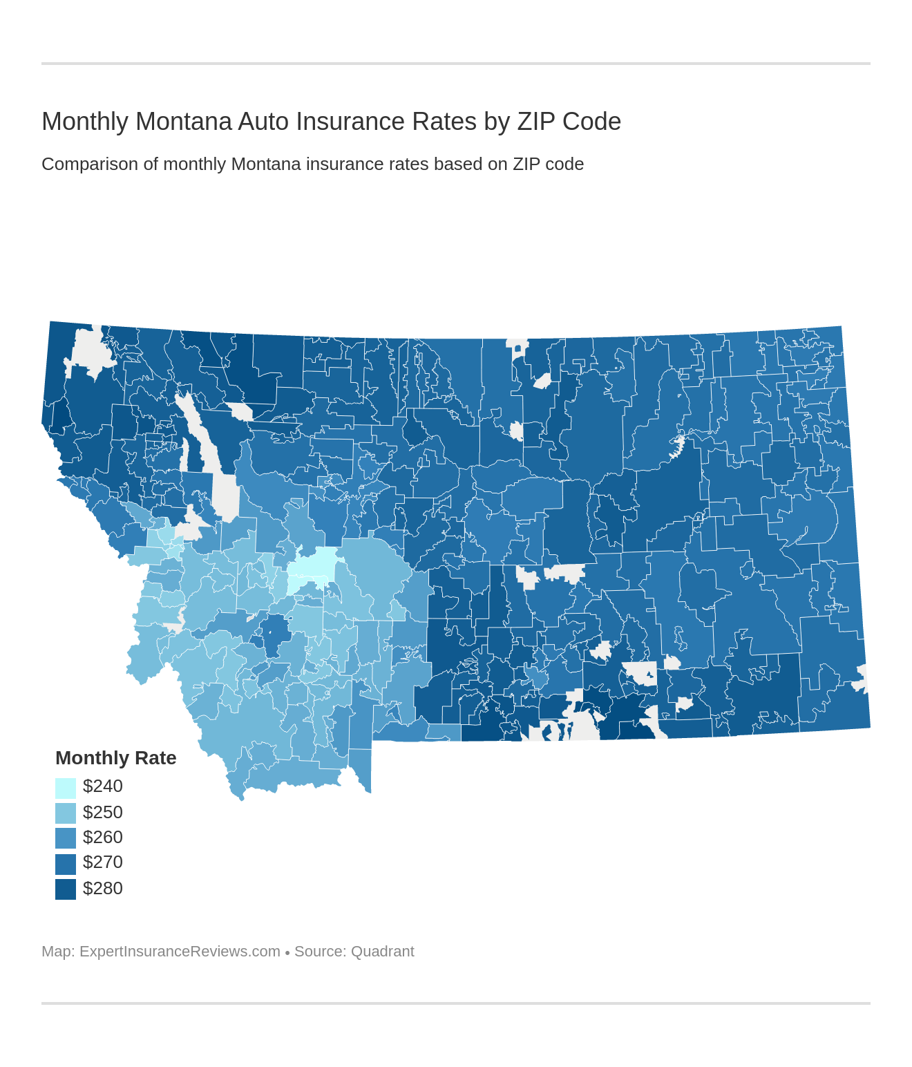 Monthly Montana Auto Insurance Rates by ZIP Code