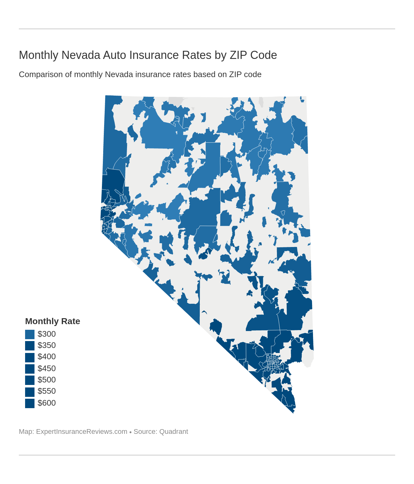 Monthly Nevada Auto Insurance Rates by ZIP Code