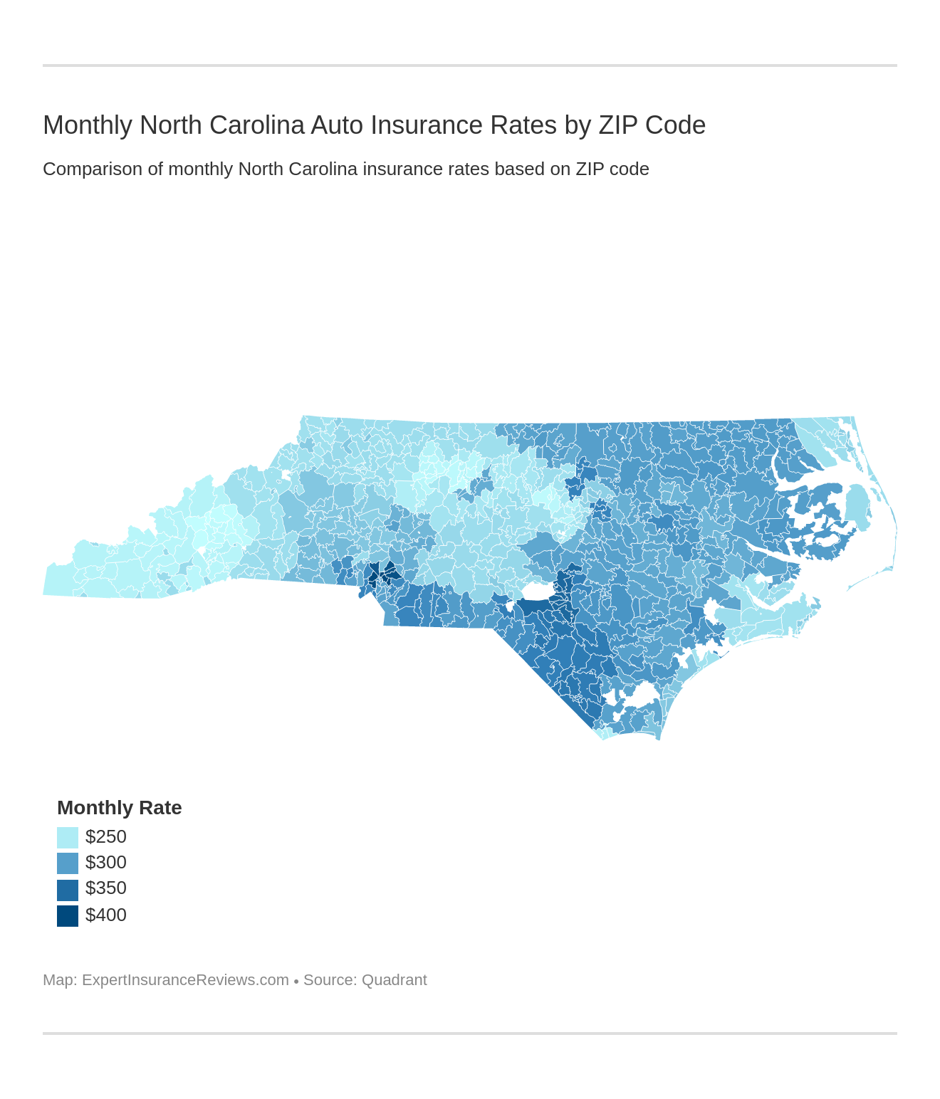 Monthly North Carolina Auto Insurance Rates by ZIP Code